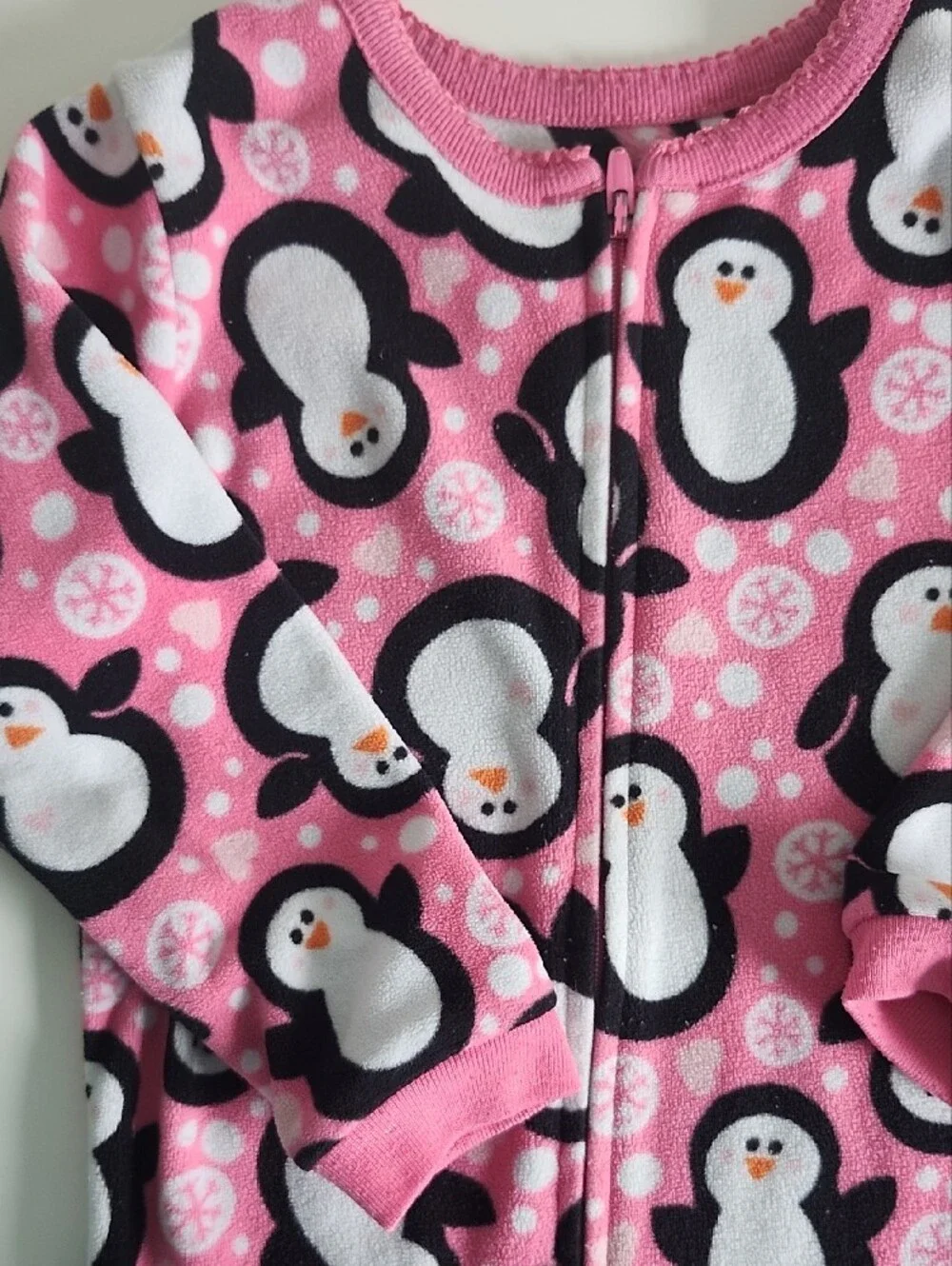 Carter's Pink Penguin Pajama Set with Gold Accent